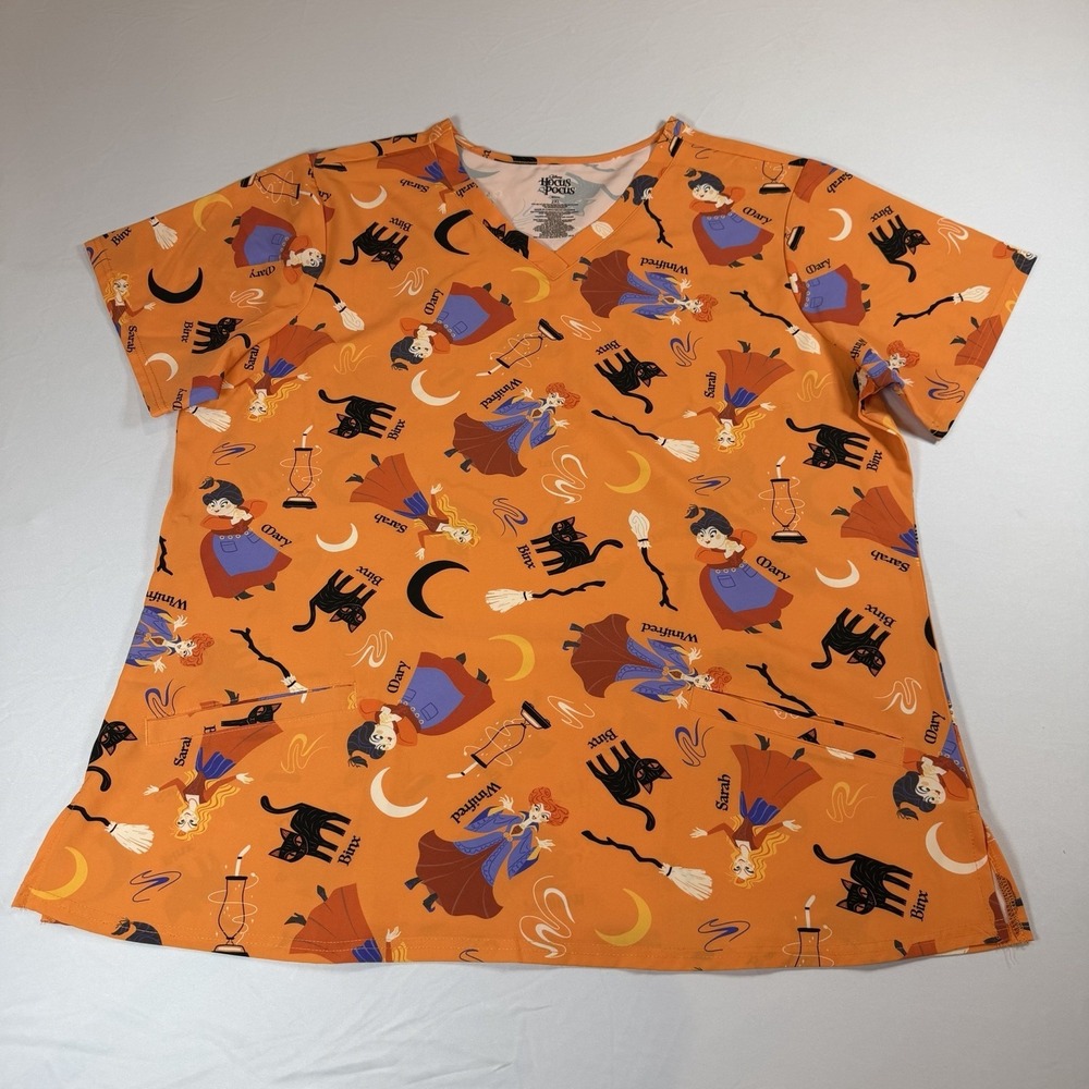 Disney Hocus Pocus graphic scrub top—Orange 2XL